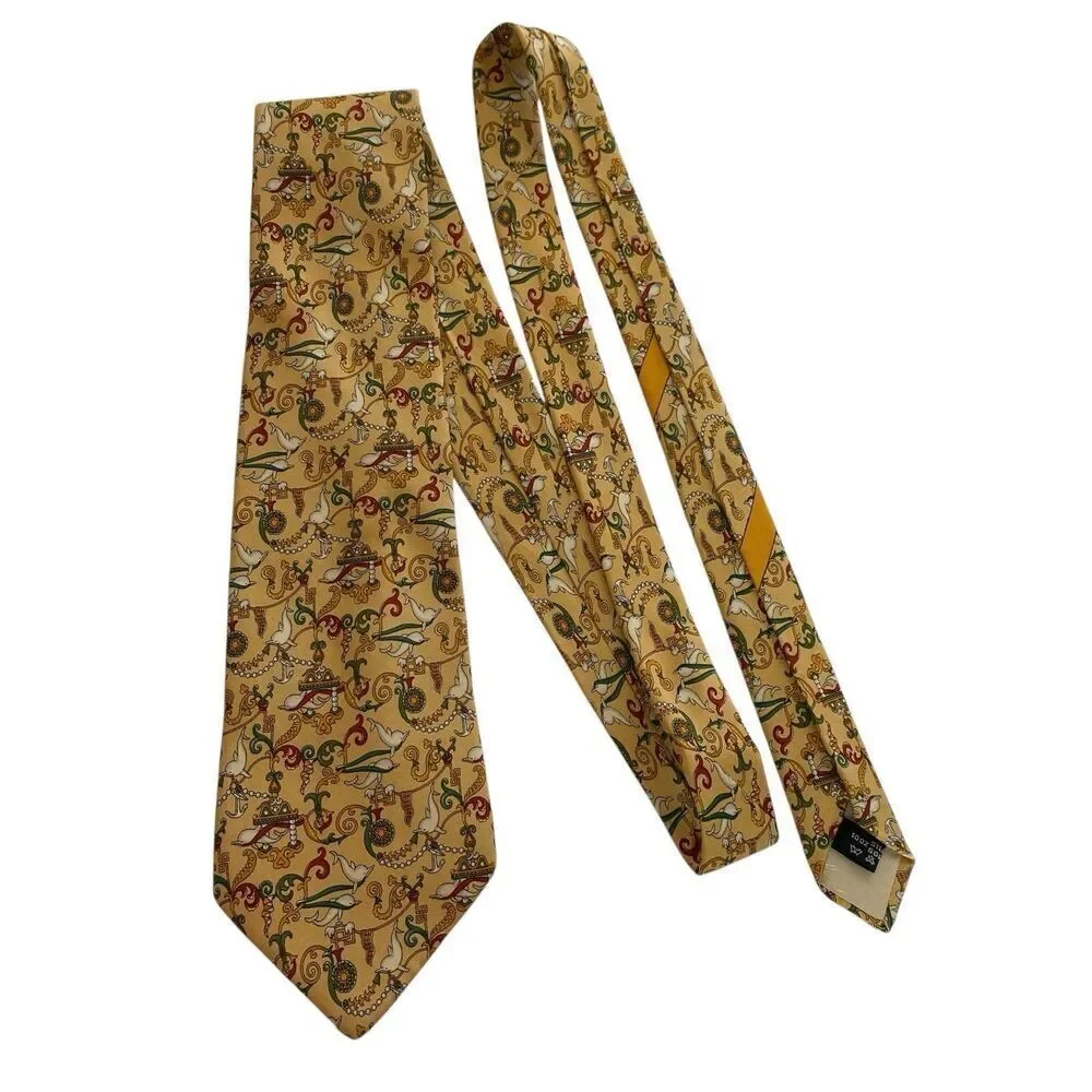 Salvatore Ferragamo Tie Mens 100% Silk Dolphins & Anchors Made in Italy Novelty
